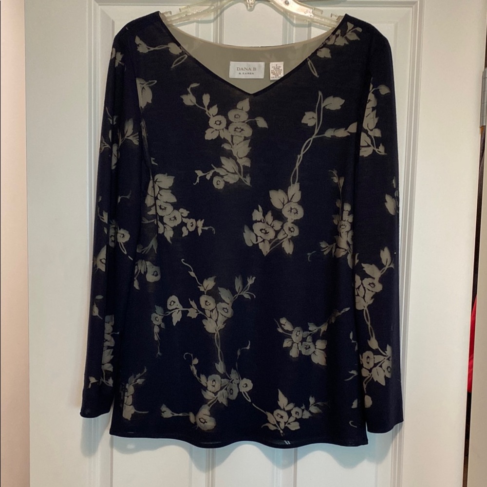 Dana Buchman Black Floral Women's Top